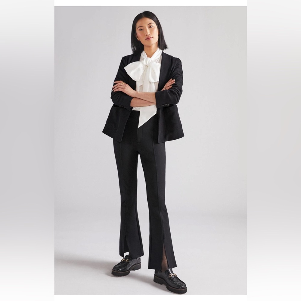 MAEVE Size 6 Front Slit Ponte Knit Black Pants